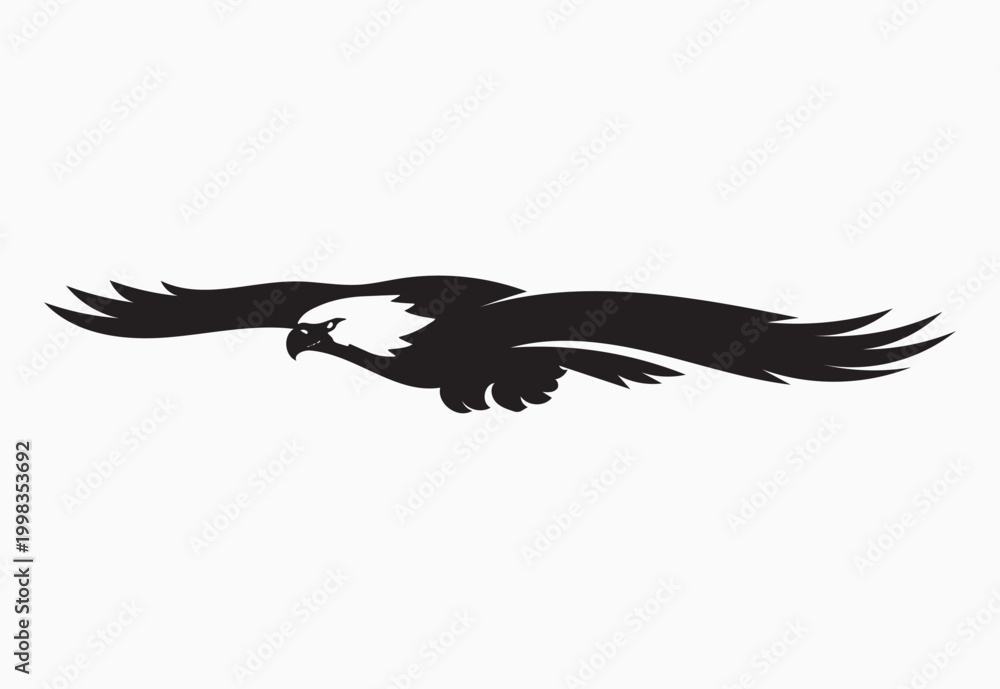 Fototapeta premium Eagle in Flight – Sleek Horizontal Silhouette Design