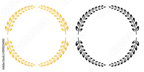 Laurel wreath circle frames with elegant badge style – Clean laurel wreath frames delivering a refined luxury feel perfect for branding, logo design, certificates, and premium packaging