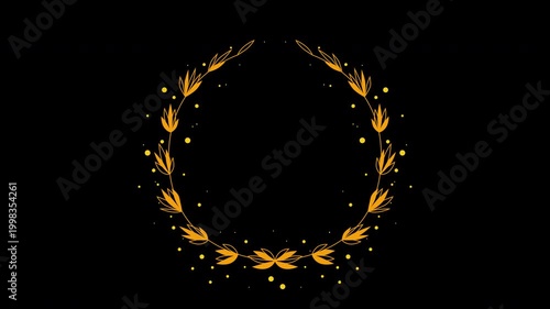 Elegant Wedding Flower Wreath Animated Title Frame Alpha Channel