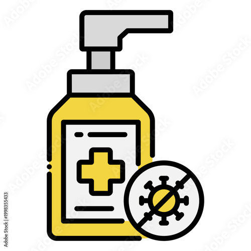 Hand Sanitizer Kills Virus Germs Icon Illustration