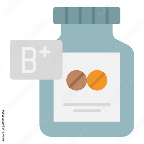 Vitamin B Supplement Bottle with Pills