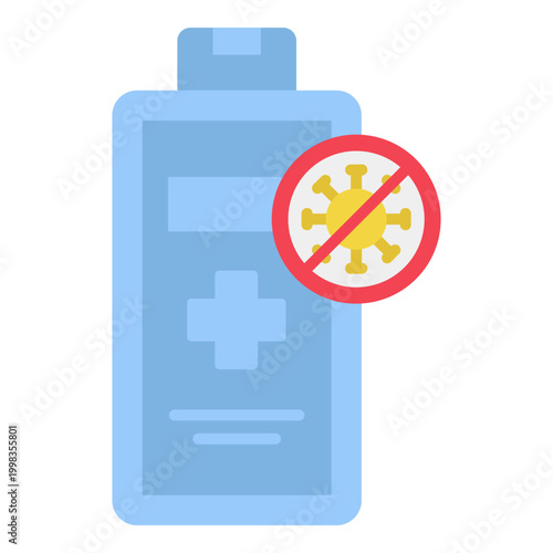 Hand Sanitizer Bottle with Virus Prohibition Sign