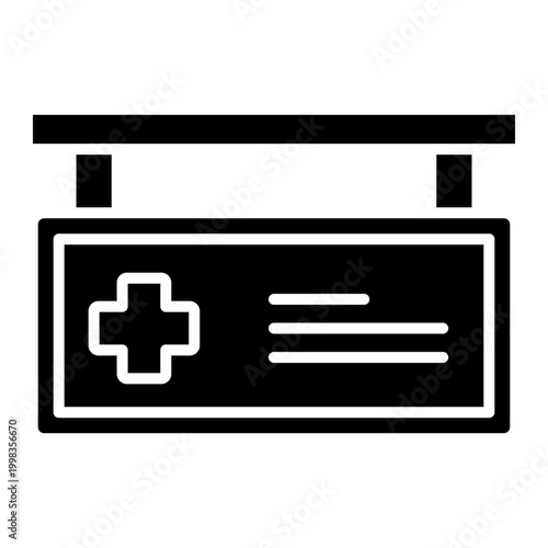 Medical Clinic Sign Icon on White Background