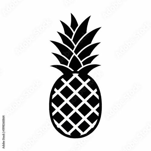 Black and white pineapple fruit icon.