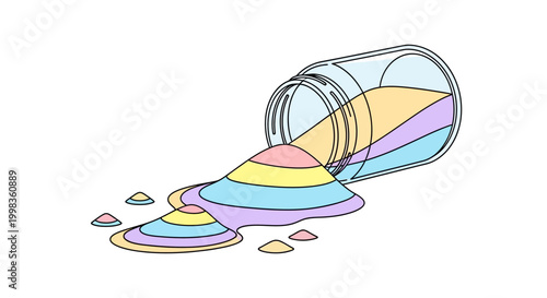 Pill bottle pouring colorful pills.