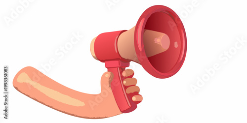 hand holding red megaphone illustration high quality professional