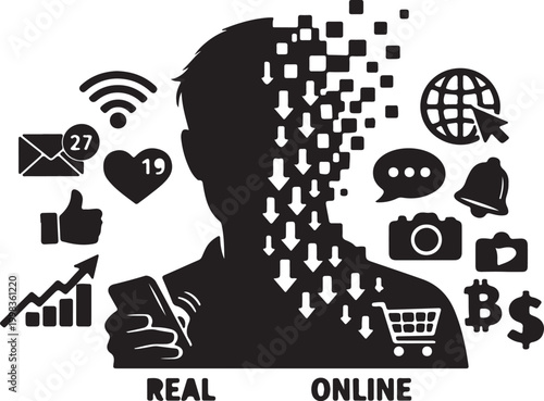 Identity Lost in Digital World Concept – Human Losing Self in Technology