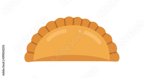 Golden Brown Empanada Vector Illustration Isolated on White Background - Traditional Pastry Icon