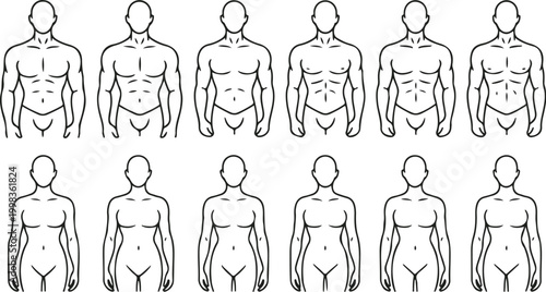 Fotografie Male And Female Body Type Illustrations In A Grid