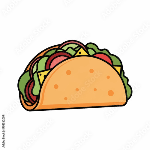 Photos Colorful Cartoon Taco with Fillings.