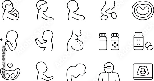 Foto Medical pregnancy and fertility icons collection