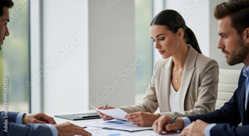 Business team reviewing financial reports