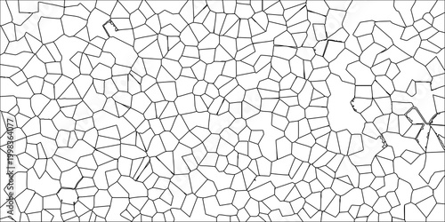 Intricate Polygonal Tessellation with Black Outlines and Subtle Irregularities on White abstract geometric