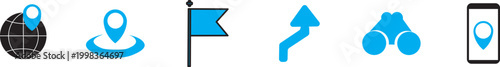 Location icon set, navigation signs, GPS location symbols, collection map pointer icons,