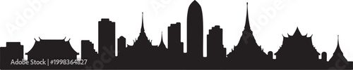 Thailand skyline silhouette cityscape with temples and modern buildings