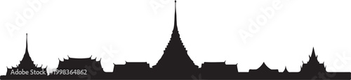 Thailand skyline silhouette cityscape with temples and modern buildings