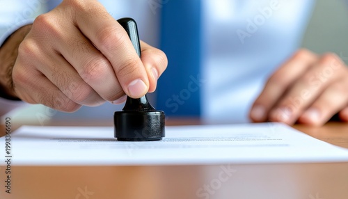 Businessman stamping official document for agreement and approval