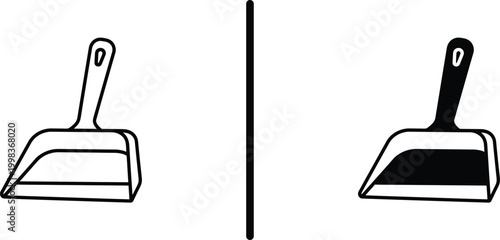 Dustpan Cleaning Tool Icon Outline and Solid Vector Illustration