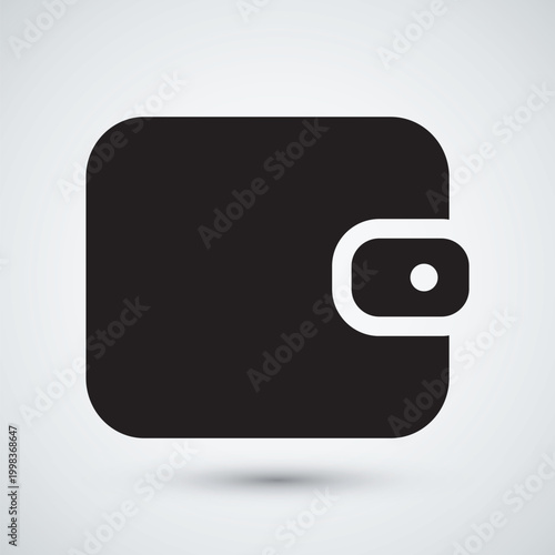 Minimalist Wallet Icon for Financial App, Black Flat Design Purse Symbol, Digital Payment and Savings Concept.eps