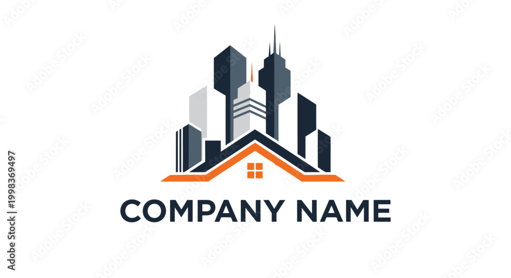 Obraz premium Company Logo with Cityscape Design Elements.