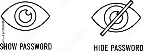 Show and hide password icons a visual representation of password visibility control