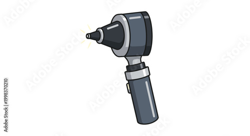 Otoscope medical device illustration on white background, healthcare tool for ear examination