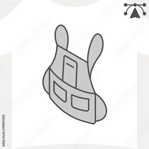 Bartender apron isometric icon, mixologist clothing concept. Vector graphics. Cooking tunic sign and editable stroke, outline style icon for mobile or web design.