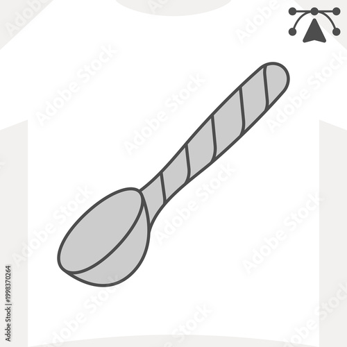 Bar spoon isometric icon, mixologist tools concept. Vector graphics. Mixer spoon with twisted handle sign and editable stroke, outline style icon for mobile or web design.