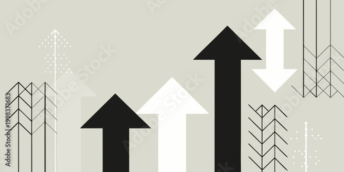 ascending arrows growth visualization on neutral background