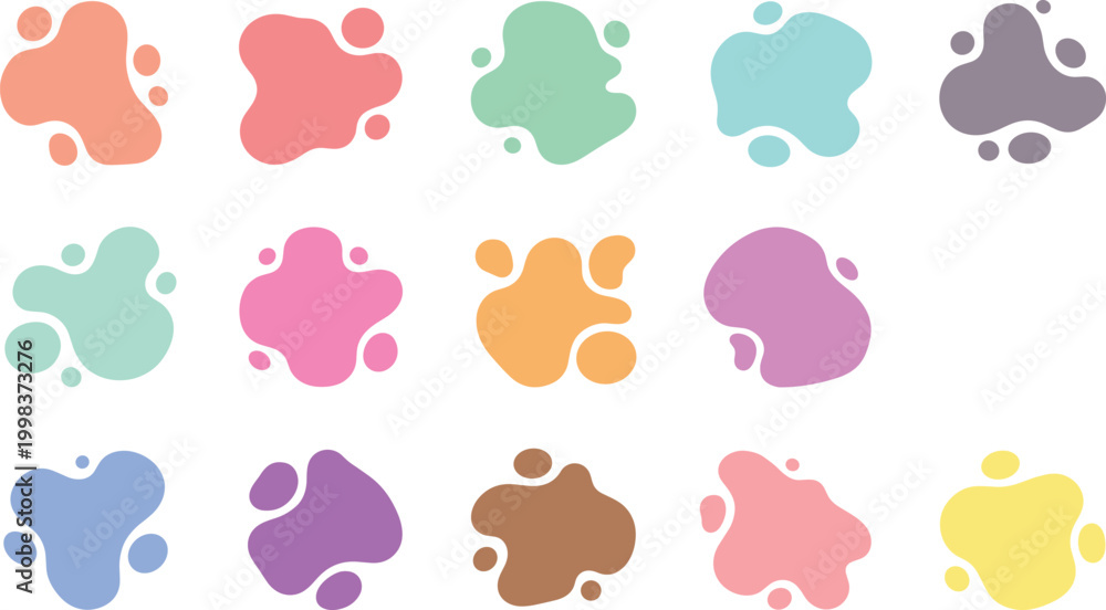 Fototapeta premium Abstract Colorful Liquid Blob Shapes Collection with Organic Fluid Forms Modern Flat Style Vector Illustration Set for Background Design and Creative Projects.