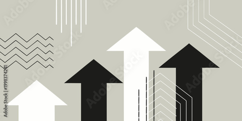 ascending arrows with geometric patterns on neutral background