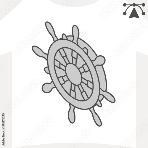 Ship steering wheel isometric icon, navigation, control concept. Vector graphics. Steering the course sign and editable stroke, outline style icon for mobile or web design.