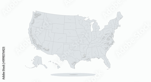 United States Map - Topographical Relief and Elevation Data
