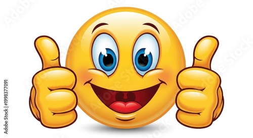 Cheerful smiley face giving two thumbs up a symbol of positivity and approval