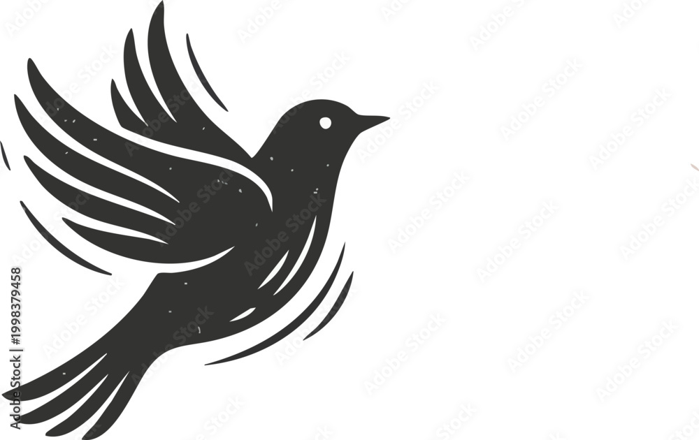 Fototapeta premium Bird Graphic Icon in Flight for Eco Friendly Sustainable Designs