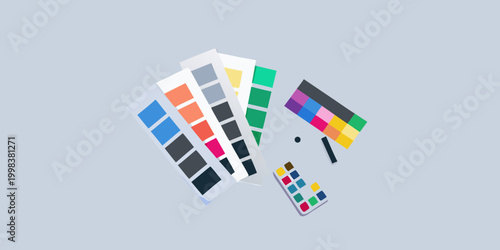 color swatch cards in flat illustration style