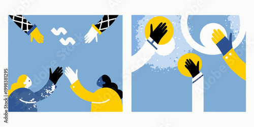 illustration of two people giving high fives