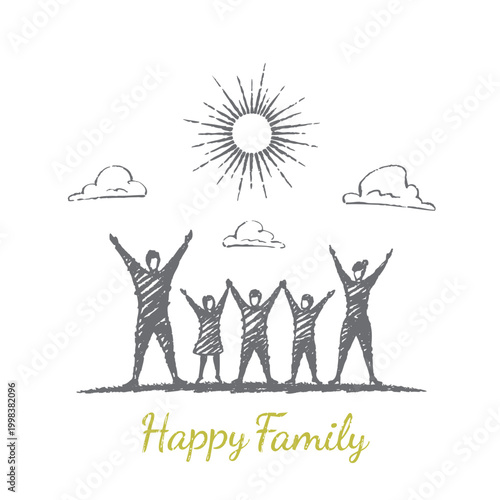 Happy Family celebrating under Sun