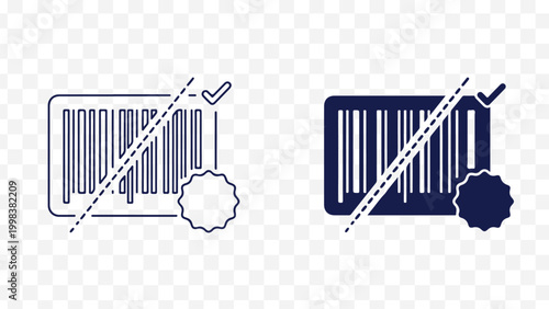 Barcode, forbidden, prohibited, icons, blue, vector graphics isolated on Transparent Background