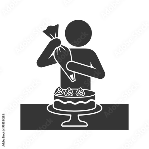ケーキを作る人物のシルエットアイコン