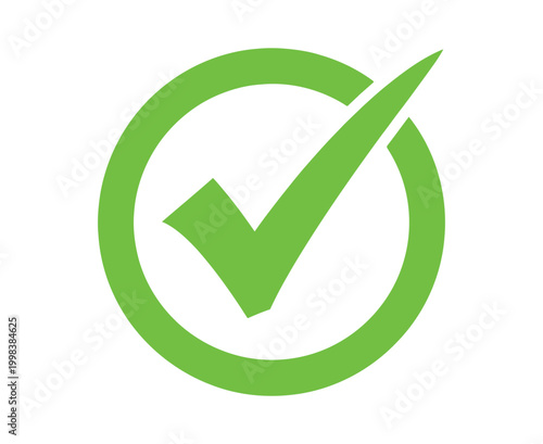 Bright green check mark icon within a circular frame a symbol of completion and validation