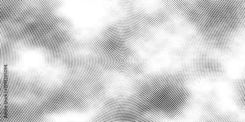 Monochrome halftone pattern spreading outward from the center, clean abstract design, sleek contemporary wallpaper