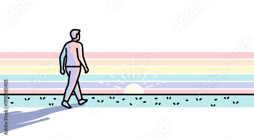 Man walking on a path alone.