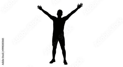 Man silhouette with arms raised