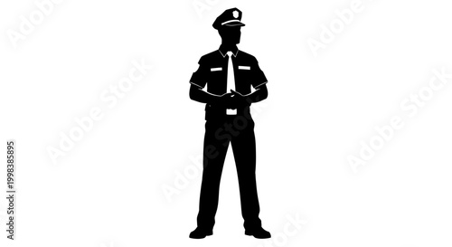 Black silhouette of a police officer standing