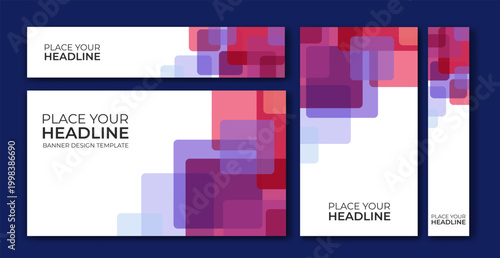 Abstract Pixel Style Banner Template with Color Blocks for Digital Marketing and Corporate Branding