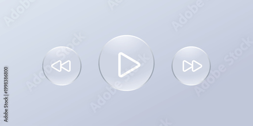 Bild auf Leinwand blue glassmorphism Media Control Buttons with Play, Previous, and Next Icons Min