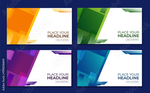 Colorful Geometric Banner Set with Abstract Shapes for Corporate Branding and Marketing Campaigns