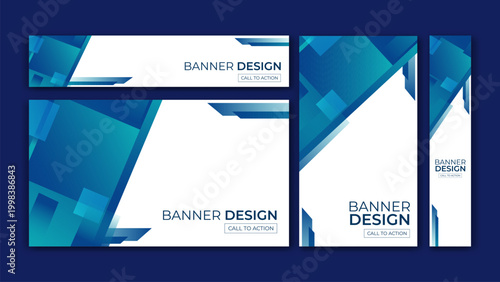 Abstract Corporate Banner Set with Geometric Shapes for Professional Branding and Marketing Design
