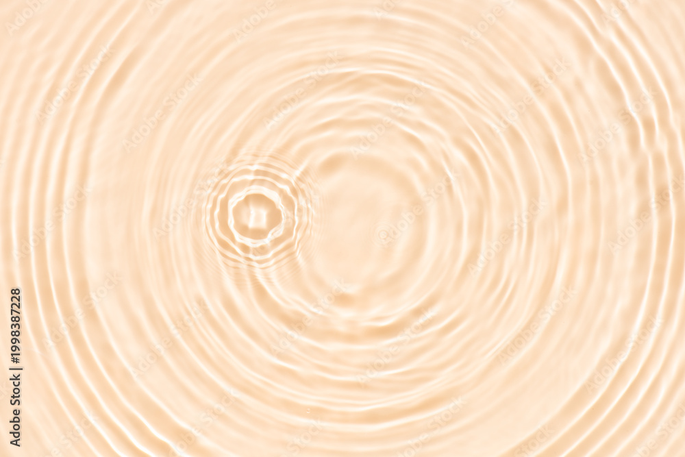 Fototapeta premium Cream water with ripples on the surface. Defocus blurred transparent white colored clear calm water surface texture with splashes and bubbles. Water waves with shining pattern texture background.